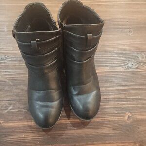 Women’s Black Ankle Boots – Buckle Strap Detail